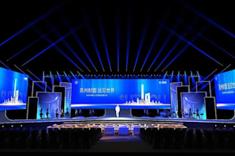create 3d realistic event stage design, 3d hall design, conference design