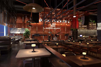 chaos corona night club,commercial space,bar interior,3drender,restaurant design