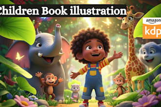 illustrate children story book illustration, kids story, story book illustration