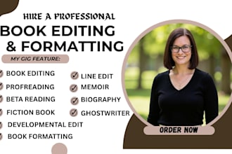 do book editing, beta reader proofread and line edit of fiction or non fiction