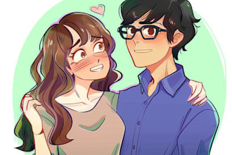 draw a couple of any game, people, anime, yaoi, yuri nsfw