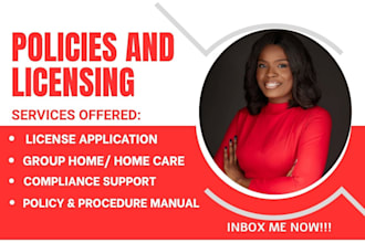 obtain license, write policy and procedure for aba therapy and home care agency