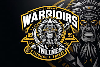 create a powerful tribal warriors mascot logo with t shirt design