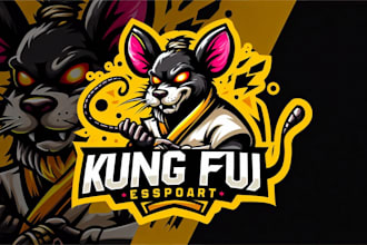 design a kungfu rat esport mascot logo with t shirt design