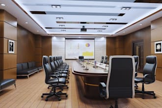 create modern 3d conference room design rendering, meeting room