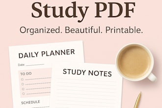 design a professional printable planner or study PDF template