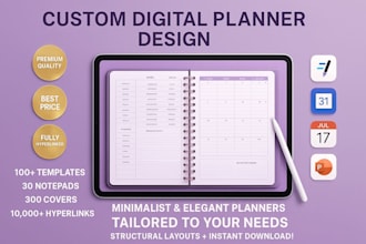 etsy digital planner, hyperlinked planner, etsy digital product, digital journal