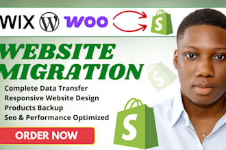 migrate wordpress woocommerce shopwired wix shift4shop website to shopify store