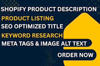 write SEO shopify product descriptions for shopify product listing