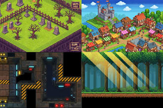 create pixel art assets background tileset for 2d pixel games 2d unity