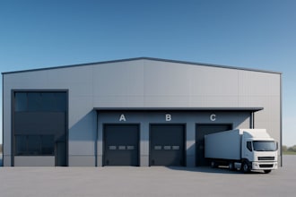 design realistic 3d factory, warehouse, and industrial building