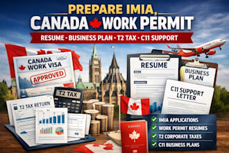 prepare imia, canada work permit resume, business plan, t2 tax, c11 support