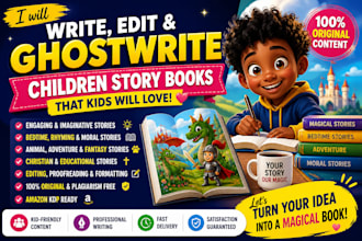 write and edit children story books, kids books,  bedtime stories, poem