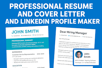create a professional ats friendly resume and cover letter