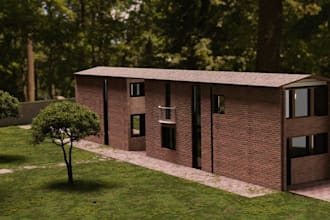 remodel modern brick building,forest house design,countryside rendering,eco home