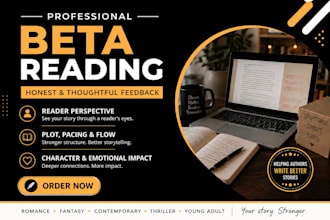 beta read your romance or fantasy novel with detailed feedback