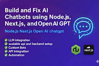 build and fix ai chatbots using nodejs, nextjs and openai gpt