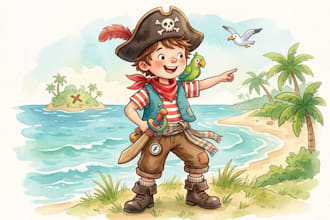 design children story book illustration, children book, picture story book