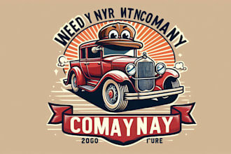 design vintage car mascot logo with unlimited revision