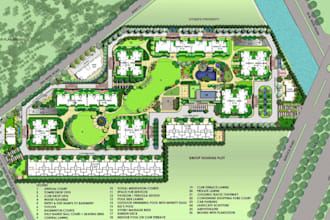 do 2d 3d site plan master plan landscape layout plan rendering