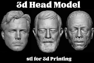 sculpt realistic 3d head model stl 3d printable character 2d to 3d bust statue