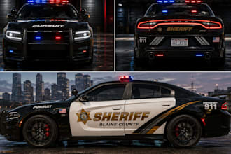 design custom fivem car, livery skins, ems, sports, police and racing car