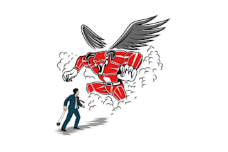 create a epic david vs goliath logo design