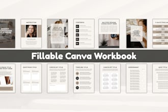 design interior fillable canva workbook, ebook, PDF, journal