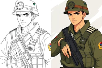draw game art military character design
