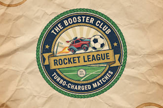 do custom retro rocket league logo for esports and streamers