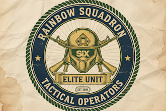 do a vintage rainbow six siege logo for your gaming team