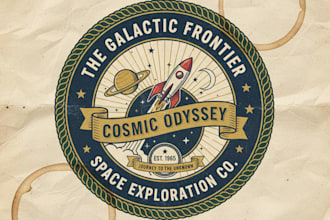 create custom retro space logo with cosmic style