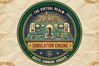 do custom retro simulation logo for gaming and tech projects
