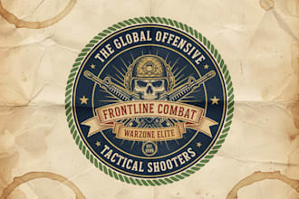 create minimalist vintage shooters logo for gaming brands