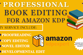 be your book developmental editor profreading and novel editor for amazon kdp