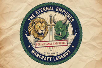 do a vintage warcraft logo for your gaming guild or channel