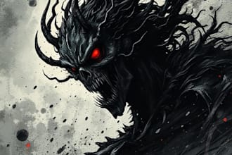 draw custom dark berserk style art in high quality
