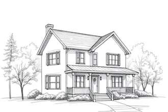 draw a sketch of a house portrait or building illustration