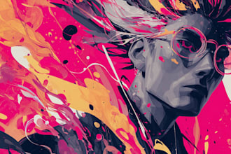illustrate people portraits in an expressive abstract style
