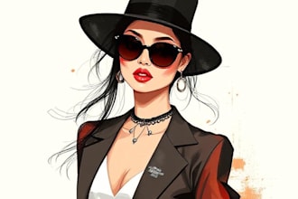 draw a digital fashion illustration