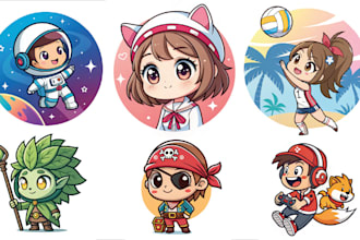 design cute chibi art mascot logo for gaming