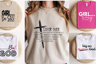 design christian t shirt with bible verses and faith typography