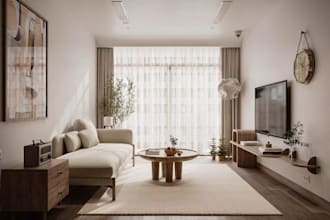 redesign 3d apartment interior visualization, cgi rendering, livingroom, kitchen