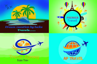 create a modern travel summer holidays enjoying logo
