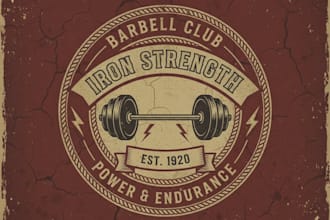 design vintage strong and timeless barbell logo