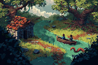 make pixel art scene or background