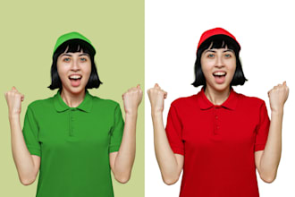 change the color of the outfit, product and change the background