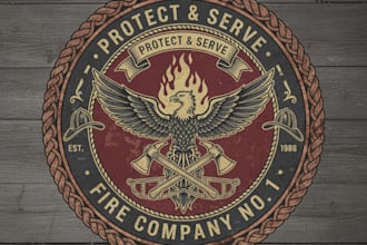 design classic and bold vintage fire service logo