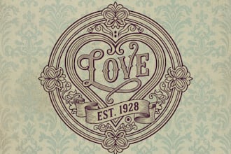 design vintage love shape logo