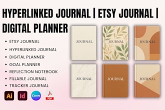 gratitude journal, etsy journal, hyperlinked planner, reflection journal, prayer